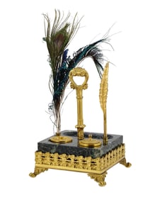 A FRENCH BRONZE MOUNTED DESK SET, CA. 1840