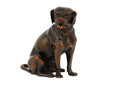 A NICE FRENCH BRONZE BULL MASTIFF DOG FIGURE, LATE 19TH CEN.