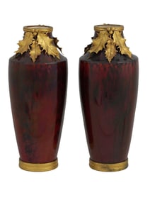 A PAIR OF SÈVRES GILT-BRONZE MOUNTED PORCELAIN VASES, CA. 19TH CEN.