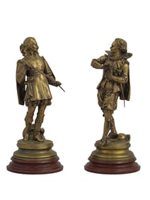 A PAIR OF GILT-BRONZE CHEVALIER FIGURES SIGNED 'A. CLAUDE', 19TH CEN.