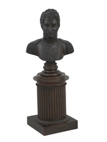 A BRONZE BUST OF YOUNG SIMON BOLIVAR, 19TH CENTURY