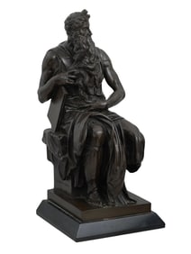 A BRONZE OF MOSES AFTER MICHELANGELO, SIGNED F. BARBEDIENNE