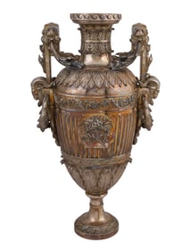 A SILVERED-BRONZE VASE IN THE BAROQUE STYLE