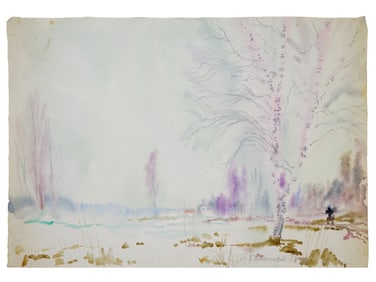 A BORIS SVESHNIKOV WATERCOLOR LANDSCAPE, 1975