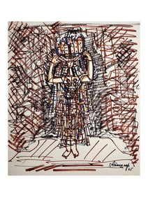 AN ALEXANDER TYSHLER MIXED MEDIA DRAWING, RUSSIAN, 1965