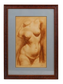 A PYOTR BLETKIN, RUSSIAN, CHARCOAL ON PAPER NUDE STUDY