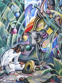 A MODERNIST MEXICAN SURREALIST PAINTING SIGNED, 1948