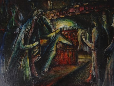 AN AMERICAN JUDAICA OIL PAINTING BY PAUL SHIMON, 1952