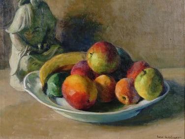 AN OIL ON CANVAS PAINTING STILL LIFE BY IVAN OLINSKY, RUSSIAN