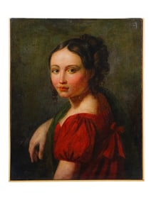 A RUSSIAN OIL ON CANVAS PAINTING ATTRIBUTED TO TROPININ, 1856