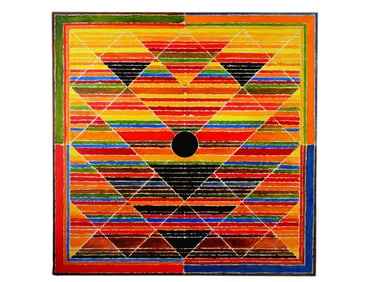 A SAYED HAIDER RAZA, INDIAN, ABSTRACT ACRYLIC PAINTING, 1989
