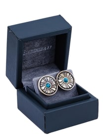 A BUCCELLATI, ITALIAN, PAIR OF STERLING SILVER & JASPER CUFFLINKS