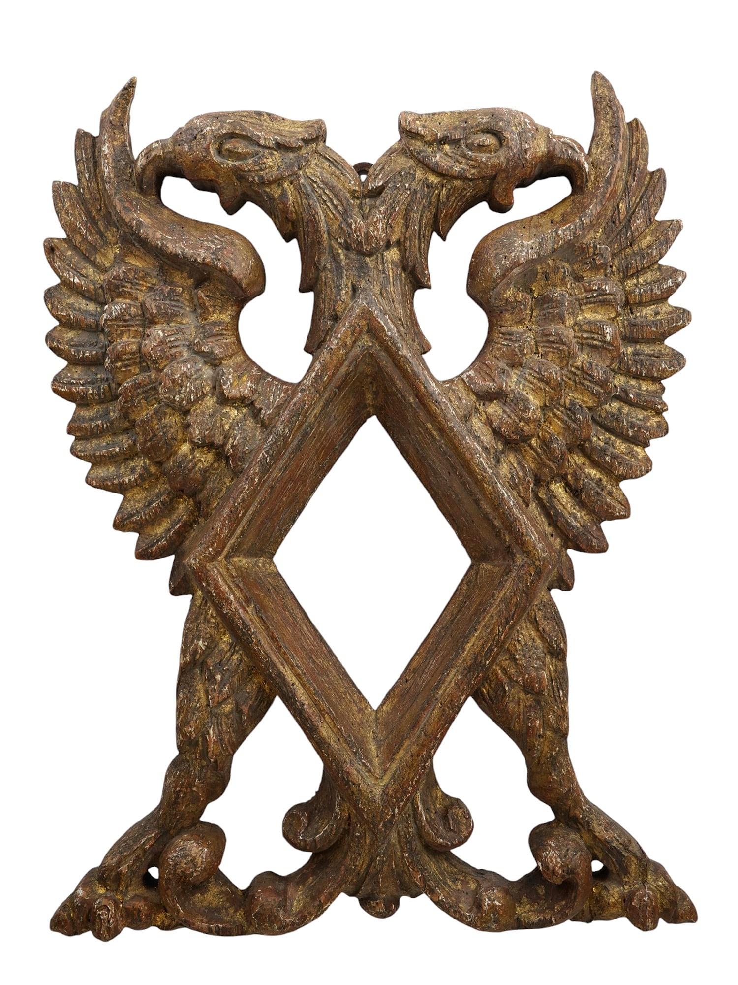 A RUSSIAN HANDCARVED GILT-WOOD FRAME DEPICTING IMPERIAL EAGLE, 19TH CEN. (1 of 2)