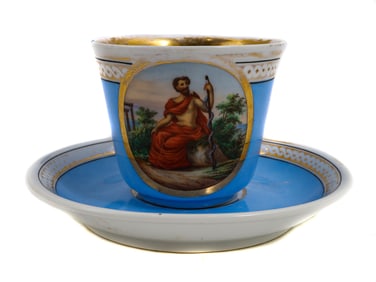 A C. T. ALTWASSER SILESIA PORCELAIN TEACUP & SAUCER, 19TH C