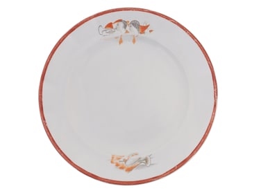 AN EARLY SOVIET PROPAGANDA PORCELAIN PLATE WITH PIONEERS