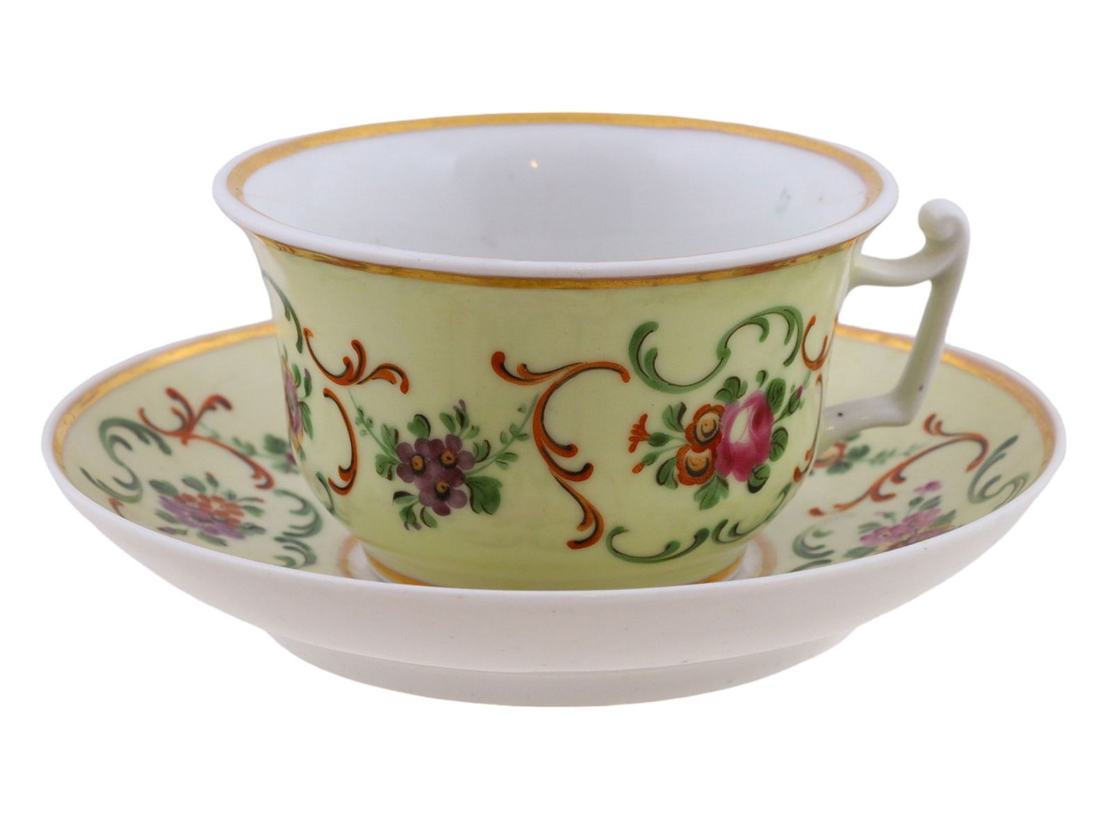 A RUSSIAN PORCELAIN TEACUP AND SAUCER BY POPOV FACTORY, 19 C. (1 of 7)