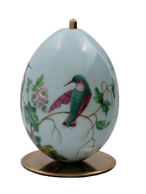 A LARGE RUSSIAN PORCELAIN EASTER EGG WITH BIRDS, REIGN OF AIII