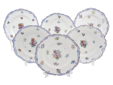 A LOT OF SIX RUSSIAN IMPERIAL PORCELAIN FACTORY PLATES, NICHOLAS I CYPHER