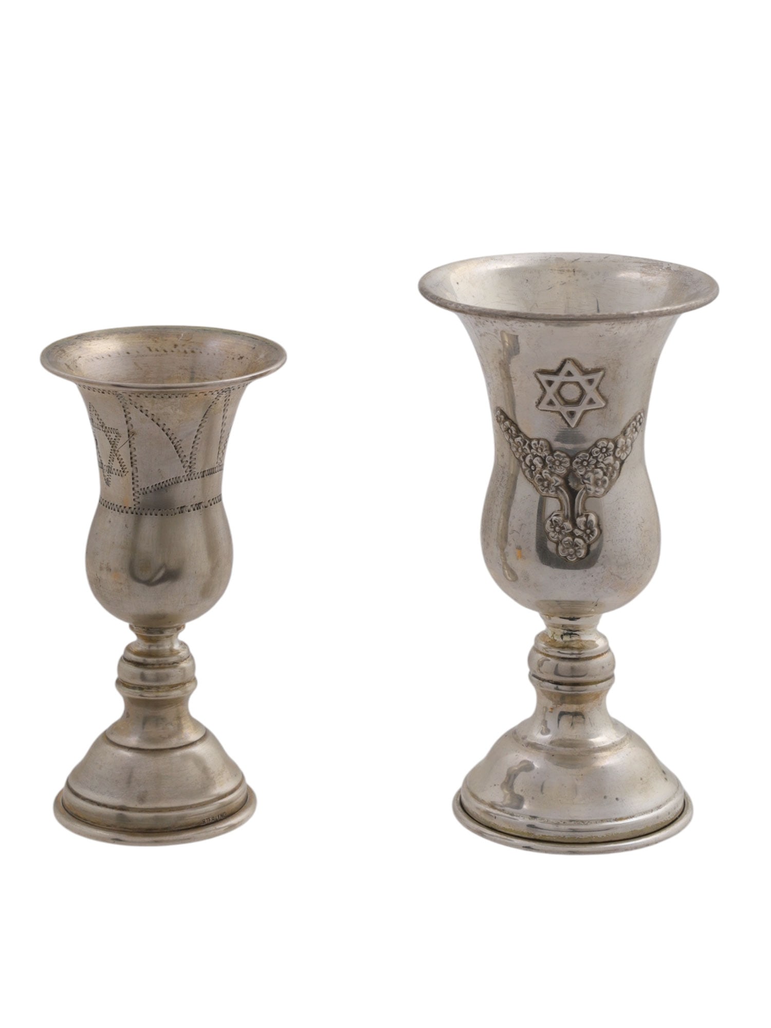 A PAIR OF RUSSIAN SILVER JEWISH CUPS, 19TH CEN. (1 of 3)