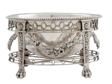 A STERLING SILVER DUTCH EXPORT SWEETMEAT BASKET WITH INSCRIPTION, CA. 1857