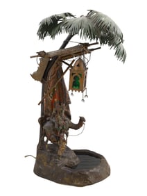 A VIENNESE ORIENTALIST BRONZE LAMP WITH STAINED GLASS, 20TH CEN.