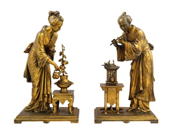A PAIR OF JAPANESE GILT BRONZE STATUES BY EUGENE LAURENT, FRENCH