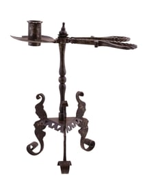 A HAND-FORGED IRON CANDLESTICK, ITALY, 18TH CEN.