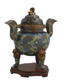 A CHINESE CLOISONNÉ ENAMEL INCENSE BURNER, 19TH CEN.