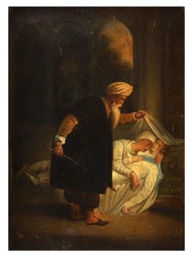 A FRENCH SCHOOL 19 CEN PAINTING TITLED PHARAOH DISCOVERING ADULTERY