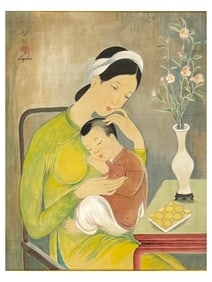 AN INK ON SILK PAINTING SIGNED LE PHO