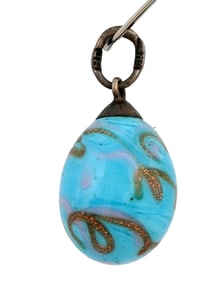A RUSSIAN MINIATURE SILVER AND ENAMEL EASTER EGG PENDANT, 19TH CEN.