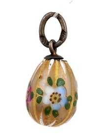 A RUSSIAN MINIATURE SILVER AND ENAMEL EASTER EGG PENDANT, 19TH CEN.