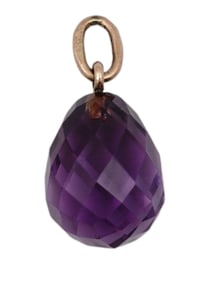 A RUSSIAN BRIOLETTE CUT MINIATURE AMETHYST EASTER EGG, CA 1900