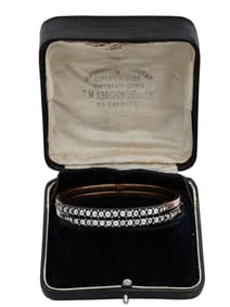 A CASED FABERGE 14K GOLD 56-PROOF DIAMOND-SET BRACELET, IMPERIAL RUSSIA