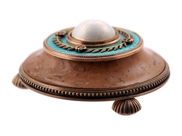 A RUSSIAN GILT-SILVER AND ENAMEL PUSHBELL