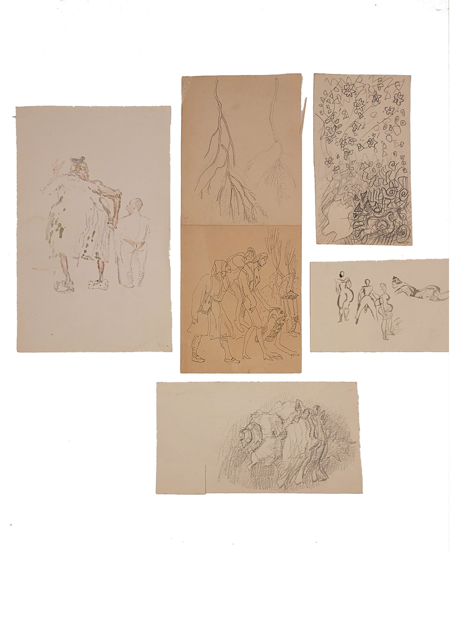 A LOT OF FIVE PENCIL AND INK DRAWINGS BY BORIS SVESHNIKOV, RUSSIAN (1 of 4)