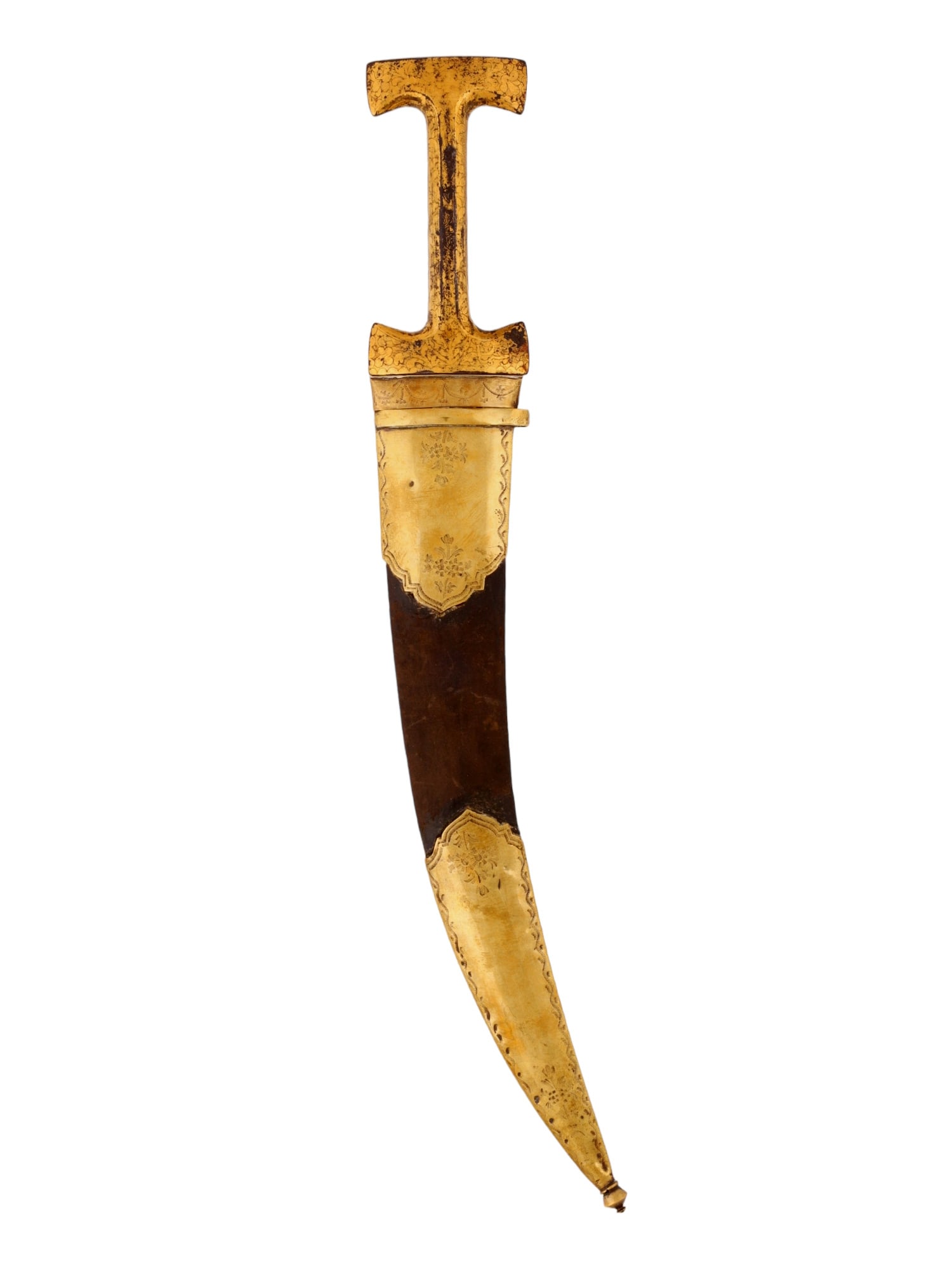 A LARGE GILT-SILVER MOUNTED JAMBIYA DAGGER, 18/19 CC. (1 of 6)