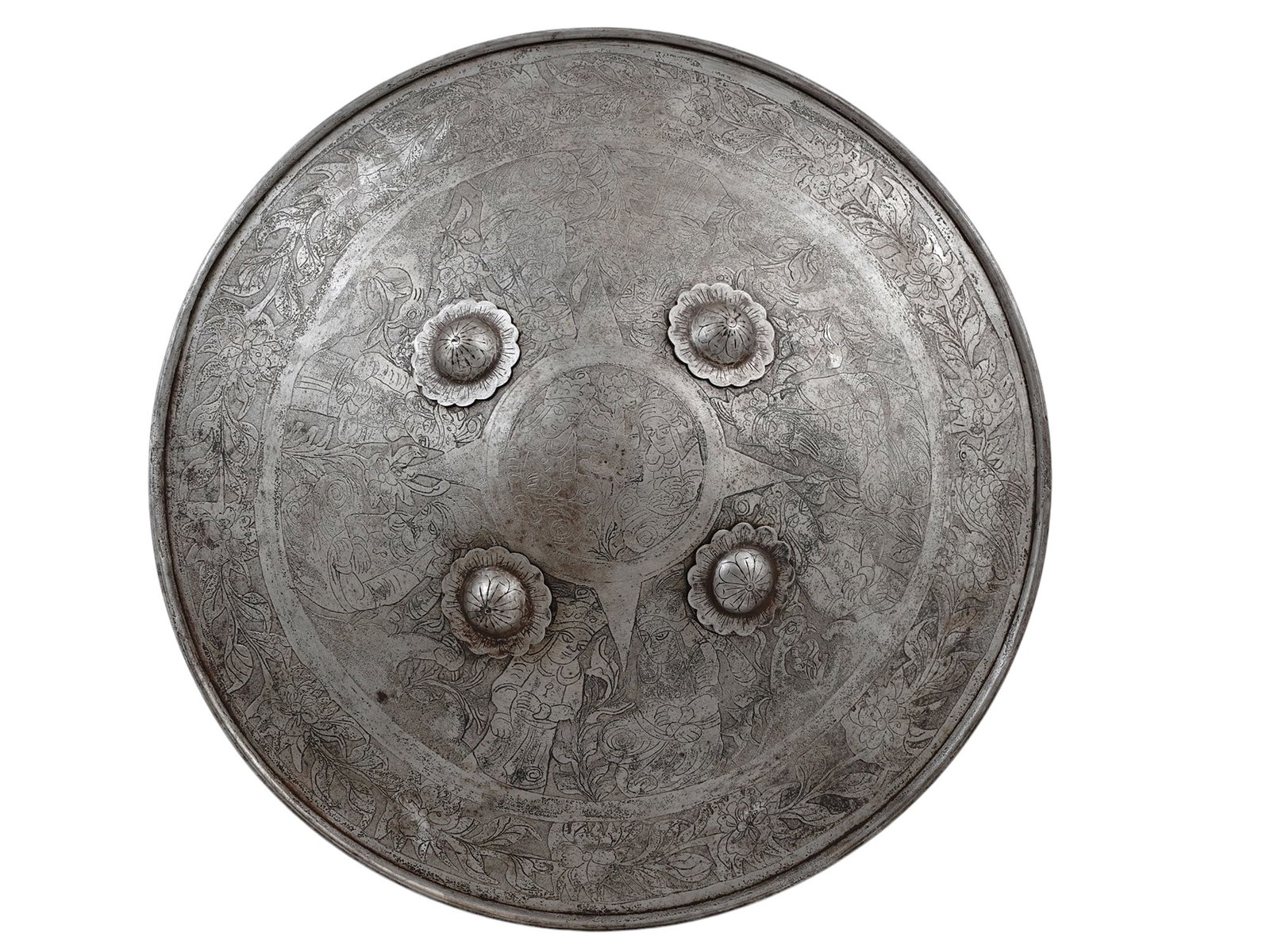 A NICELY ENGRAVED INDO-PERSIAN DHAL SHIELD, 19TH CENTURY (1 of 6)