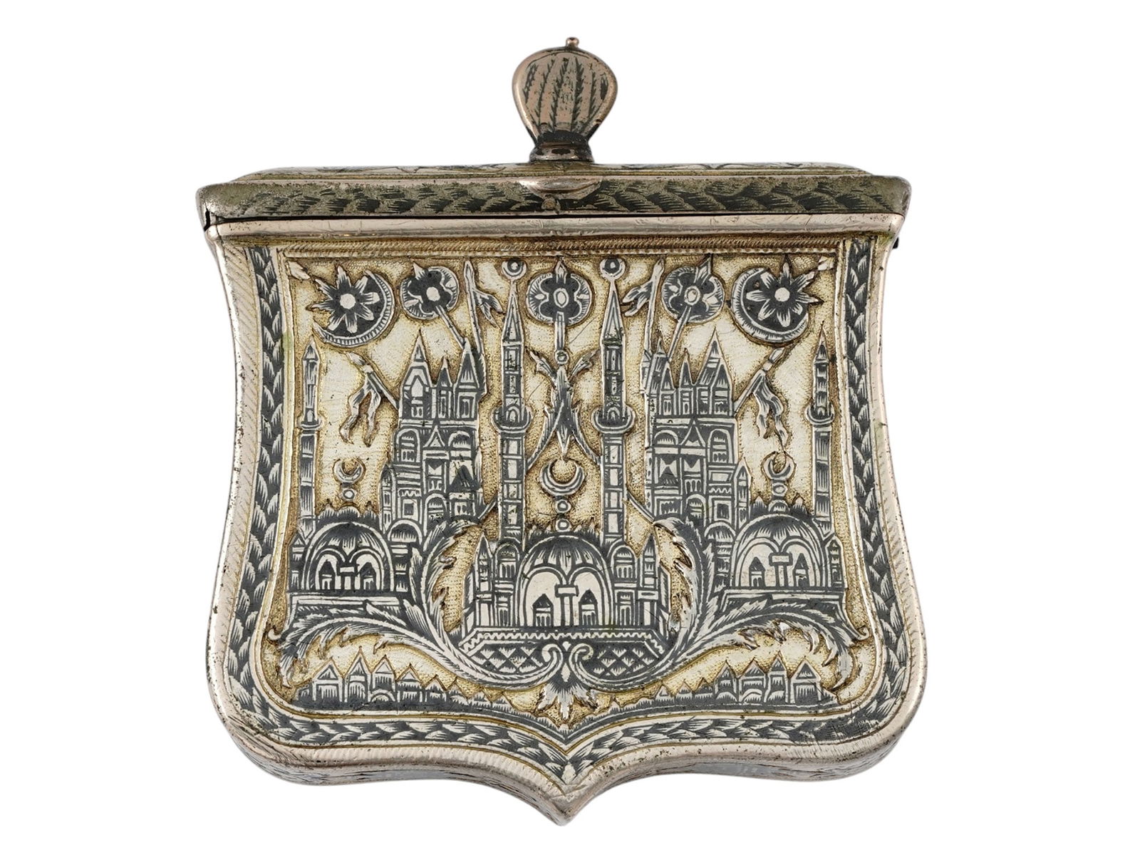 A RARE OTTOMAN NIELLO-DECORATED CARTRIDGE POUCH, 19TH CEN. (1 of 3)