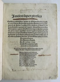 1520 PHYSICS POST-INCUNABLE ANTIQUE VELLUM JANDON COMMENTARIES ON ARISTOTLE RARE