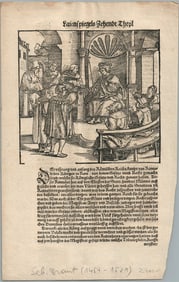 1550 ENGRAVING ANTIQUE FROM JUSTIN GOBLER DER RECHTEN SPIEGEL LAW BOOK RARE 16 C