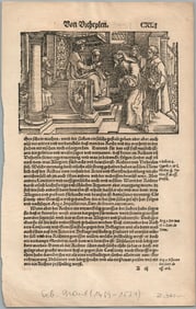 1550 ENGRAVING ANTIQUE JUSTINUS GOBLER DER RECHTEN SPIEGEL LAW BOOK 16TH CENT