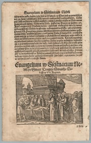 1550 ENGRAVING ILLUMINATED LEAF FROM CZECH BIBLE ANTIQUE PAGE CLXIX