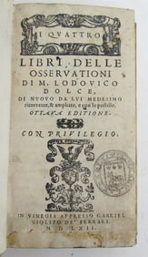 1562 LODOVICO DOLCE LIBRI DELLE OSSERVATIONI ANTIQUE 16TH CENTURY VELLUM BINDING