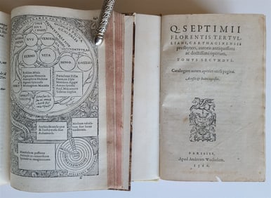 1566 TERTULLIANUS 2 VOLUMES 16TH CENTURY ANTIQUE AD COMPLURES VETERES