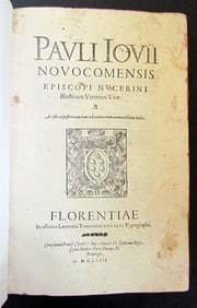1572 PAOLO GIOVIO ANTIQUE PAULI IOVII NOVOCOMENSIS EPISCOPI VITAE VELLUM FOLIO