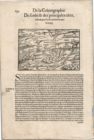 1575 BAVARIA MAP LEAF FROM BELLEFOREST EDITION OF MUNSTER COSMOGRAPHY