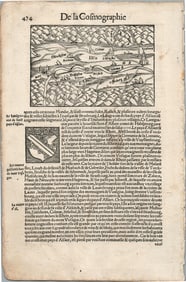 1575 FRANCE MAP LEAF FROM BELLEFOREST EDITION OF MUNSTER COSMOGRAPHY