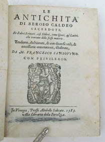 1583 LE ANTICHITA BY BEROSUS THE CHALDEAN ANTIQUE BOOK 16TH CENTURY VELLUM BOUND