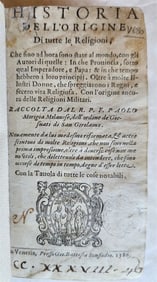 1586 HISTORY OF RELIGIONS BY PAOLO MORIGIA ANTIQUE 16TH CENTURY